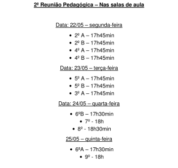 2&ordm; Reuni&atilde;o Pedag&oacute;gica